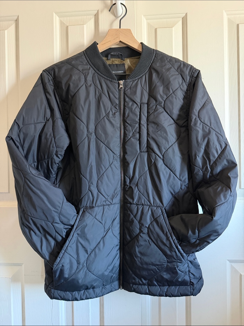 Men's Cotton On Quilted Black Bomber Jacket
